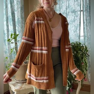 knit stripe brown boho duster cardigan